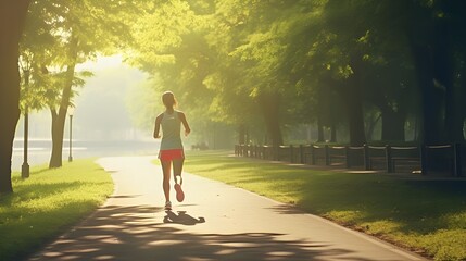 Fototapeta premium jogging in the park Generative AI