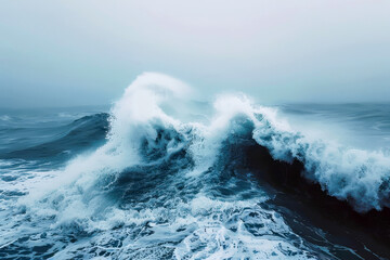 Fototapeta premium A large wave crashing into the ocean, with the water splashing