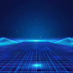 an abstract blue background with lines and stars