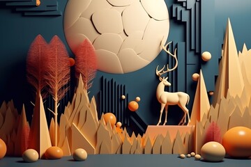 a colorful picture of a deer and a clock with the word " anthropologie " on the wall.
