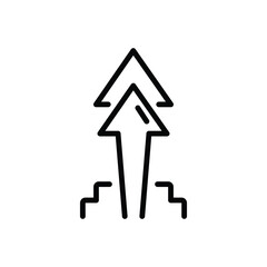 Black line icon for increase