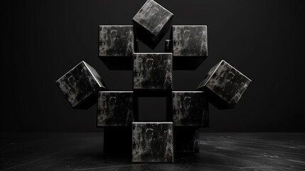 cubes on black background 