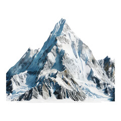 Photo of K2 mountains isolated on transparent background