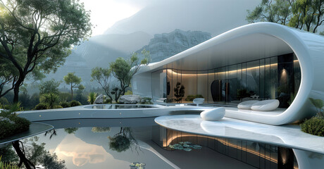 Luxury future house. Generative AI.