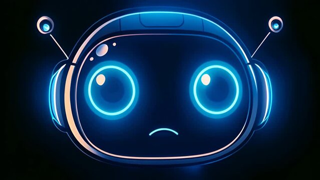 simple vector logo of the chatbot, white with blue accents, in the style of kawaii,generative ai