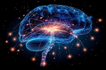 Enhanced brain x ray image revealing neural pathways for advanced neurology research