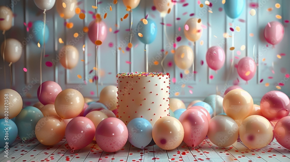 Poster A birthday party background that could be used to showcase large size product. Generative AI.