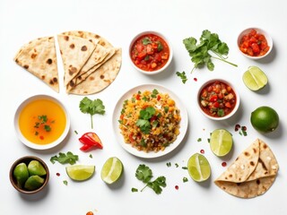 mexican food set on white background
