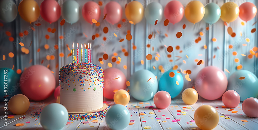 Aufkleber a birthday party background that could be used to showcase large size product. generative ai.