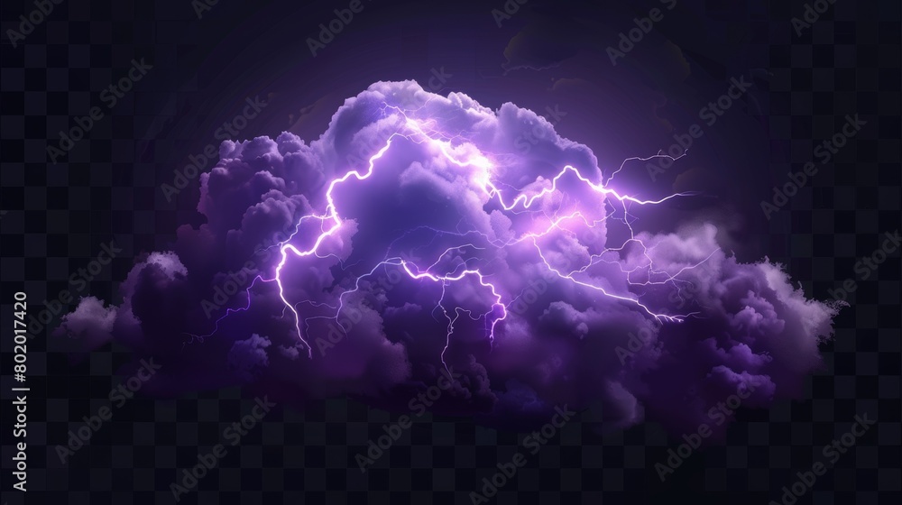 Poster the realistic modern illustration shows a thunderstorm cloud with lightning. the black cloud has a g