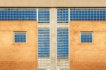 Industrial warehouse. Close up of a workstation facade.