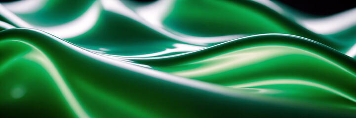 Abstract wide background with green waves