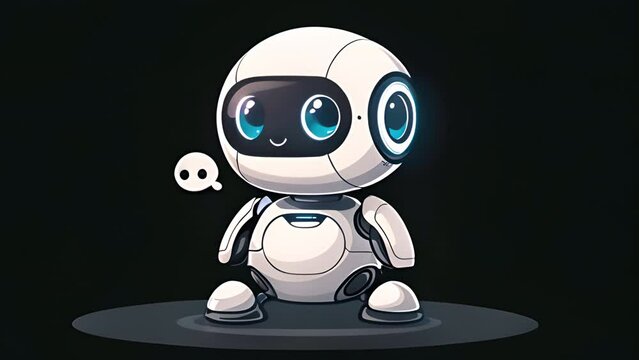 simple vector logo of the chatbot, white with blue accents, in the style of kawaii,generative ai
