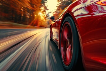 car on the road with motion blur background. Concept of speed and motion.