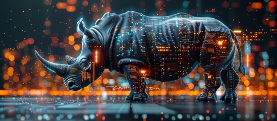 Cybernetic Rhino in the City