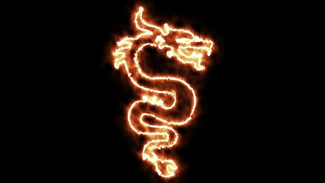 dragon flaming with fire on a dark background