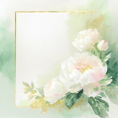 白色の上品な花のフレーム、イラスト背景素材