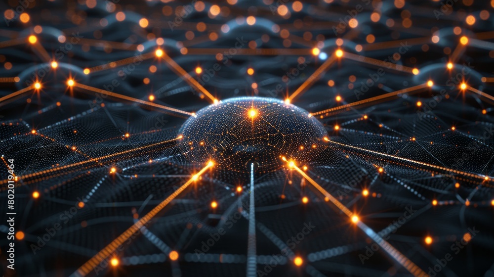 Poster neuronal world 3d microbiology render of nerve cells with ample copy space for text