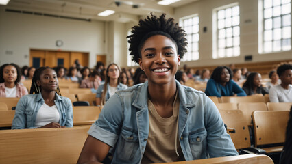 Portrait of a American university student with a happy expression