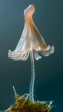 Captivating Vorticella Frozen in Fluid Motion:A Microscopic Masterpiece of Nature's Elegance