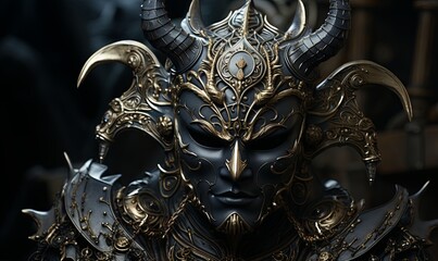 Close Up of a Mask With Horns