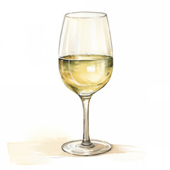 Fototapeta premium A watercolor white wine with white background