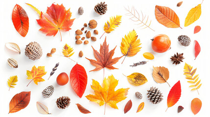 Beautiful autumn composition on white background 