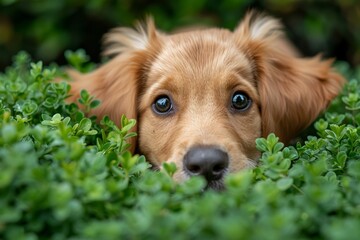 Adorable Puppy Explores Garden Delights Generative AI