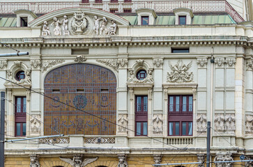 Colorful architecture in the old town of Bilbao, Spain