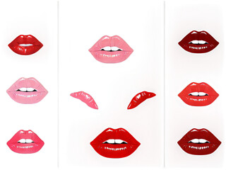 women's lips set transparent background