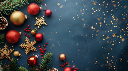 christmas background with christmas tree and decorations