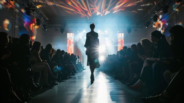 A model walks down the runway at a fashion show