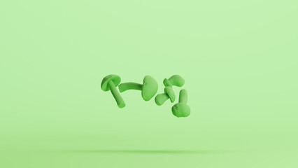 Green mint mushroom vegetarian harvest cooking ingredient food soft tones background 3d illustration render digital rendering
