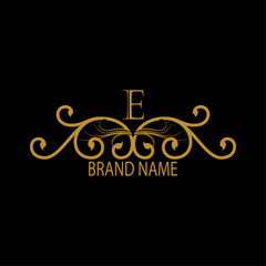 Web Creative Initial letter e logo design with modern business vector template. Creative isolated e monogram logo design with new latter logo golden color
