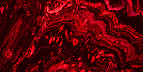 Colorful Abstract: Red Spots and Fluid Shapes