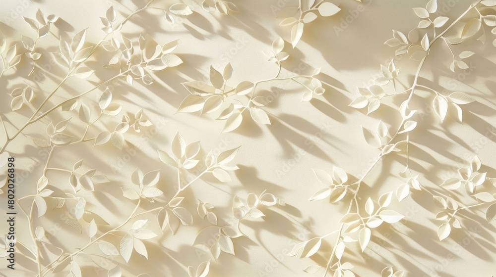 Aufkleber an elegant and intricate design with leaf shadows forming the outlines of delicate flowers..