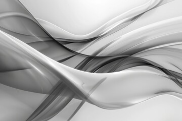 Modern Grey Background. Abstract Art with Smooth Flowing Curves and Lines