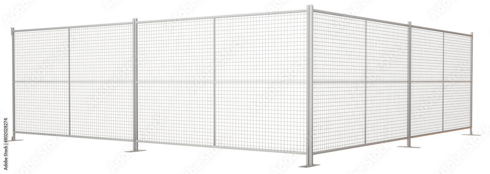Aufkleber showcase secure construction sites with this 3d render of a portable, canadian-style chain-link fenc