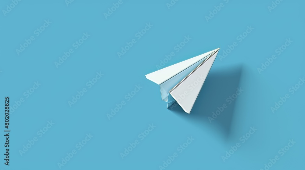 Poster icon of a paper plane with an isometric view, sending a message