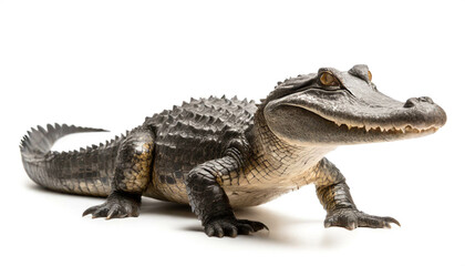 Fototapeta premium Alligator auf vier beinen isoliert auf weißen Hintergrund, Freisteller