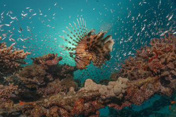 Lionfish in the Red Sea colorful fish, Eilat Israel

