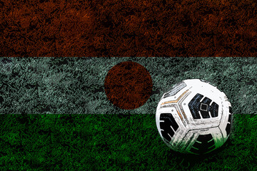 Football ball and field with Niger flag, soccer ball and national flag, tournament or competition