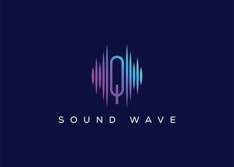 Minimalist Letter Q Sound Wave vector logo. Modern Sound Wave logo. Q Music Logo