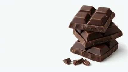 Fototapeta premium Assorted Dark Chocolate Pieces Close-Up isolated in white background