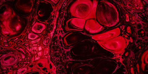 Colorful Abstract: Red Spots and Fluid Shapes