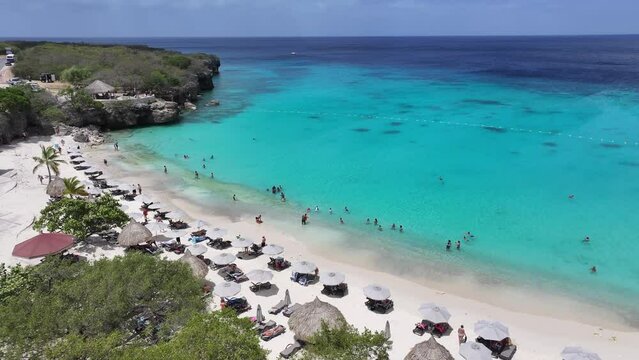 Kenepa Grandi Beach At Willemstad Netherlands Curacao. Aerial Beach Willemstad Netherlands. Deserted Landscape Heaven Beautiful. Deserted Seaside Heaven Turquoise Coast.
