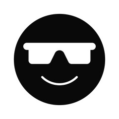 Glasses on emoji face showing concept icon of cool emoji, proud emoji