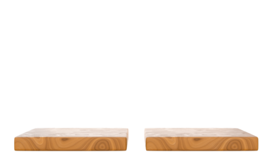 wooden shelf on transparent background
