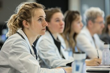 Fototapeta premium Doctors confer about diagnosis in the hospital, medical summit