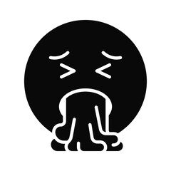 Get your hands on this trendy vomiting emoji icon design